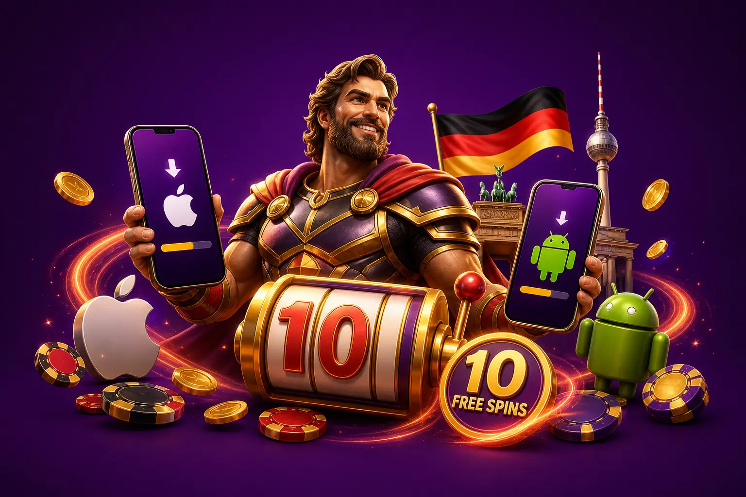 Installation der HitnSpin App auf iOS und Android mit Bonus von 10 Freispielen in Deutschland
